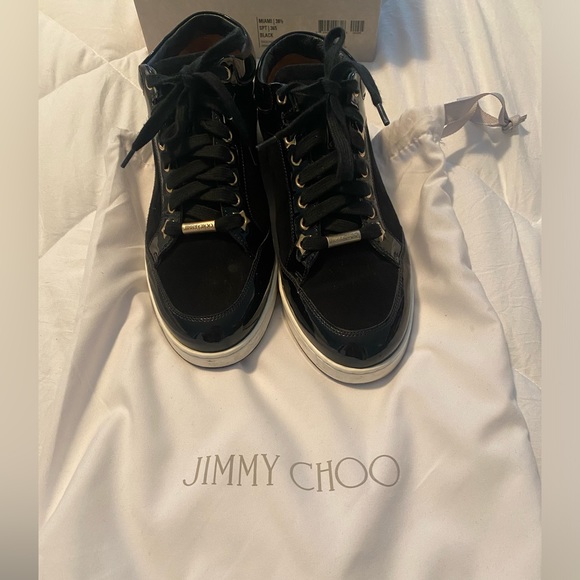 Jimmy Choo Black Suede and Patent Leather Miami sneakers - Picture 8 of 9